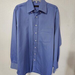 BYRON LONG SLEEVE TEAL BLUE W/ BLACK INTERWOVEN THREAD CASUAL DRESS SHIRT SZ REG